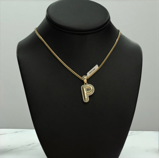 10K Yellow Gold Letter P Pendant With Diamond 0.48Ct / 4.5gr