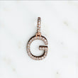 Letter R Pendant 10K Rose Gold With Diamond / 2.4gr