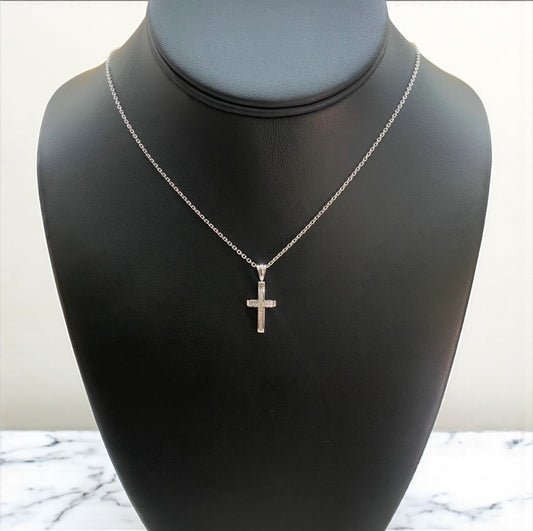 14K White Gold Cross Jewelry Set With Diamond / 3.2gr