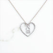 14K White Gold Heart Mom Jewelry Set With Diamond / 4gr