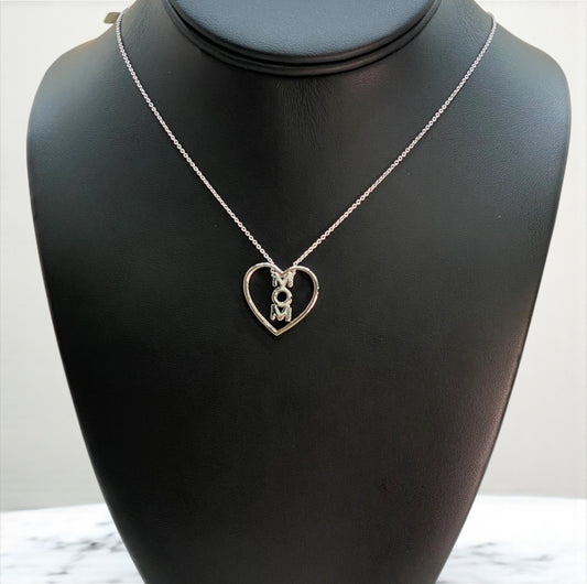 14K White Gold Heart Mom Jewelry Set With Diamond / 4gr