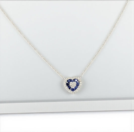 14K White Gold Diamond Heart Jewelry Set 0.55Ct / 2.55gr