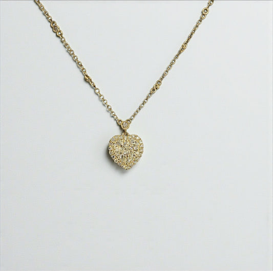 14K Yellow Gold Diamond Heart Jewelry Set 0.75Ct / 3gr
