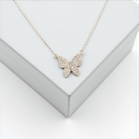 14K White Gold Diamond Butterfly Jewelry Set 0.75Ct / 3gr