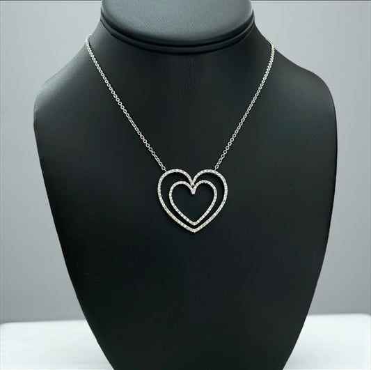 18K White Gold Diamond Big Heart Jewelry Set 1.59Ct / 12gr