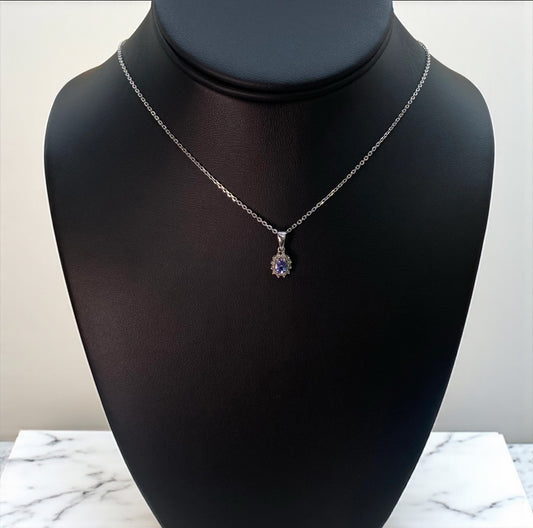 14K White Gold Sapphire Jewelry Set With Diamond / 3.3gr