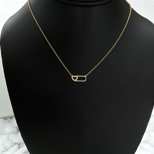 14K Yellow Gold Diamond Little Heart Jewelry Set 0.03Ct / 1.7gr