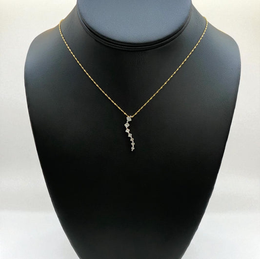 14K Yellow Gold Diamond Necklace Jewelry Set / 2.5gr