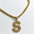 Letter S Pendant 14K Yellow Gold With Diamond / 5.9gr
