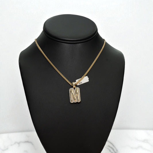 10K Yellow Gold Letter M Pendant With Diamond 0.61Ct / 5.4gr