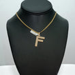 10K Yellow Gold Letter F Pendant With Diamond 0.70Ct / 3.5gr