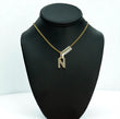 10K Yellow Gold Letter N Pendant With Diamond 0.94Ct / 3.1gr