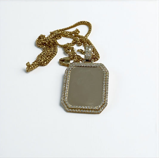 14K Yellow Gold Diamond Square Pendant 2.17Ct / 10.3gr