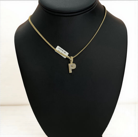 10K Yellow Gold Diamond Letter P Pendant / 1.6gr