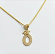 Letter O Pendant 10K Yellow Gold With Diamond / 2.8gr
