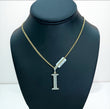 10K Yellow Gold Diamond Letter I Pendant / 3.6gr
