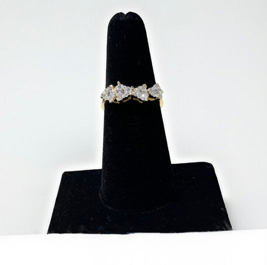 14K Yellow Gold Diamond Hearts Ring 0.50Ct Dia / 2.9gr / Size 7