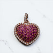 Heart Pendant 14K Rose Gold With Diamond &Ruby / 2.5gr