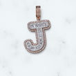 Letter J Pendant 10K Rose Gold With Diamond / 3gr