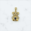10K Yellow Gold Diamond Bear-Heart Blue Pendant 1.05Ct Dia / 3.83gr / 1.3in