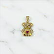 10K Yellow Gold Diamond Bear-Heart Fucshia Pendant 1.06Ct Dia / 3.79gr / 1.3in