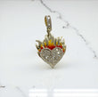 14K Yellow Gold Diamond Heart On Fire Pendant 1.02Ct Dia / 6.2gr