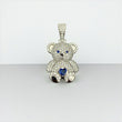 10K White Gold Diamond Bear-Heart Blue Pendant 1.06Ct Dia / 3.84gr / 1.3in