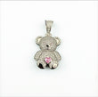 10K White Gold Diamond Bear-Heart Pink Pendant 1.05Ct Dia / 3.86gr / 1.3in