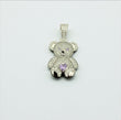 10K White Gold Diamond Bear-Heart Lilac Pendant 1.05Ct Dia / 3.87gr / 1.3in