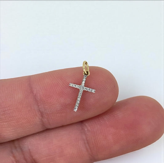 14K Yellow Gold Diamond Cross Pendant Ct Dia / 0.27gr