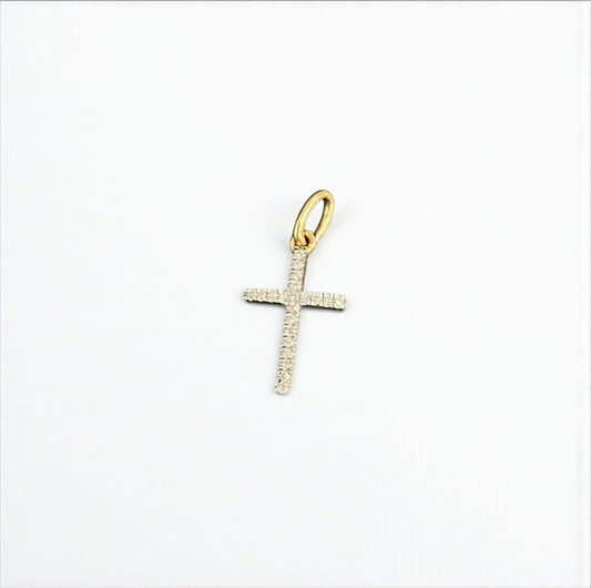 14K Yellow Gold Diamond Cross Pendant Ct Dia / 0.27gr