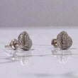 14K White Gold Diamond Heart Stud Earrings 0.97Ct / 3.2gr