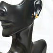 18K Yellow Gold Cat Stud Earrings With Red Zircons / 1gr