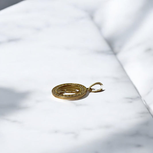 18K Yellow Gold Virgin Mary Pendant With Zircons / 1.62gr / 0.8in