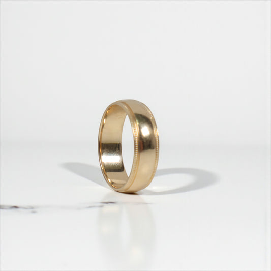 14K YG Band Engagement Ring / 5.22gr / Sz 9 / 6mm /