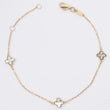 14K YG White Little Clover Bracelet / 1.8gr / 0.8mm / 7.5in /