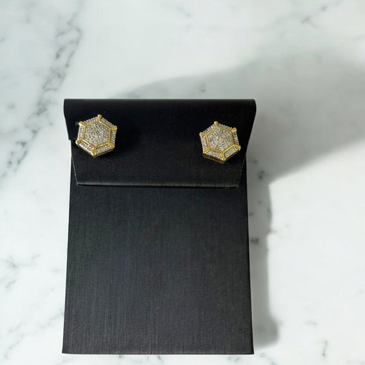 10K Yellow Gold Diamond Fashion Stud Earrings 0.22Ct Dia / 1.65gr