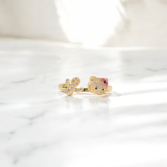 10K YG Diamond HK - Letter L Rings / 2.25gr / Sz 6 3/4 / 0.13Wt Dia