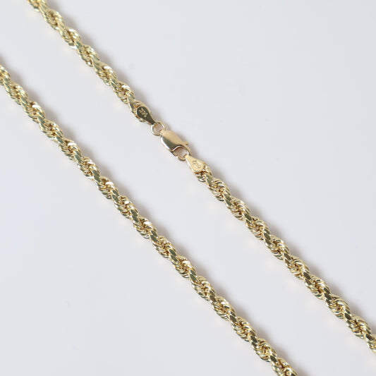 14K YG Hollow Rope Chain / 9.1gr / 4.2mm / 24in /