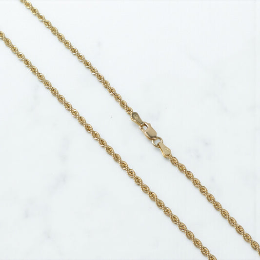 10K YG Rope Hollow Chain / 3.3gr / 2mm / 24in /