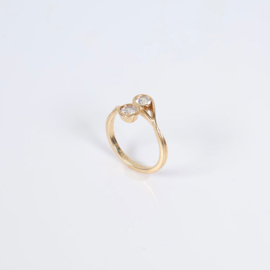 14K YG Diamond Pan Luxury Ring / 3gr / Sz 6 / 0.50Ct Dia
