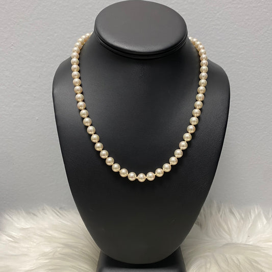 Silver White Pearls Chain / 25.7gr / 6mm / 15in