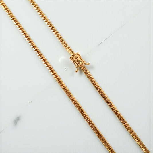 Yellow Gold Over Silver 999 Micro Cuban Links Chain / 16gr / 2.7mm / 30in /