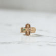 18K YG Crusifix Rings / 2.42gr / Sz 10 1/4 / Green Zircons