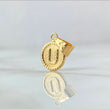 18K Yellow Gold Letter U Pendant Bordered Circle / 0.61gr / 0.3in