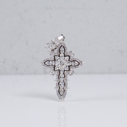 10K WG Lab Diamond Cross Pendant / 6.92gr / 2in / 4.19 CTTW Lab VS / E-F