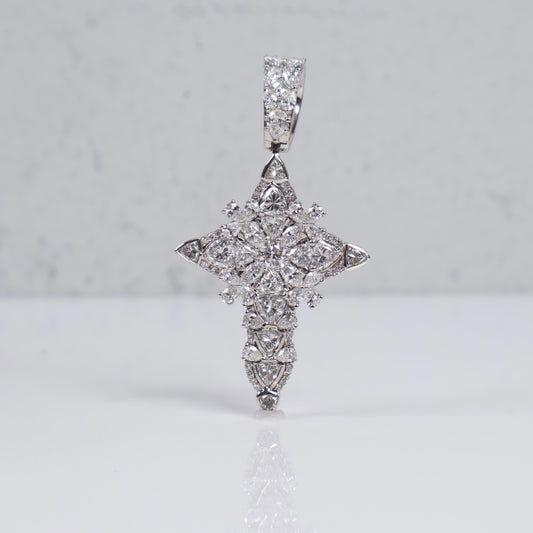 10K WG Lab Diamond Cross Pendant / 10.75gr / 2in / 4.50 CTTW Lab VS / E-F