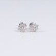14K WG Lab Diamond Petal Flower Stud Earrings / 1.24gr / 8mm / 1 CTTW Lab VS / E-F