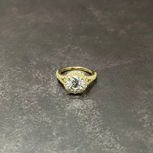 14K Yellow Gold Lab Diamond Round Brilliant Engagement Ring 2.66Ct Lab Dia Vs / 4.47gr / Size 6 3/4