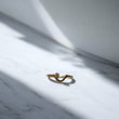 18K Yellow Gold Fashion Lonely Ring With Zircons / 1.3gr / Size 6 3/4